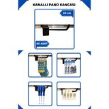 20 cm - 80 Adet Siyah Kanallı Pano Kancası Raf Askısı - Açık Gri
