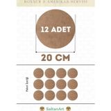 20 cm Çap 12 Adet Supla Amerikan Servis Runner MDF Duralit Magnet Altı Ahşap 3 mm (2,7 mm) Kalınlık