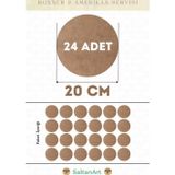 20 cm Çap 24 Adet Supla Amerikan Servis Runner MDF Duralit Magnet Altı Ahşap 3 mm (2,7 mm) Kalınlık
