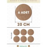 20 cm Çap 6 Adet Supla Amerikan Servis Runner MDF Duralit Magnet Altı Ahşap 3 mm (2,7 mm) Kalınlık