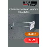 20 Cm, Etiketli Delikli Pano Kancası 10 Adet, Tel Askı Kancası, Delikli Panel Raf Askısı, Fon Kancası