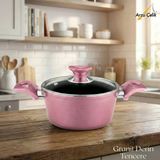 20 Cm Granit Derin Tencere Cam Kapak - Mürdüm
