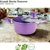 20 Cm Granit Derin Tencere Cam Kapak - Violet