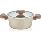 20 cm Granit Derin Tencere, Silikon Kenar, Kahverengi - Ahşap - Ceviz - Seçenek 1