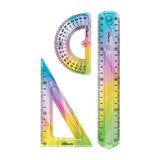 20 cm Kırılmaz Esnek Cetvel Takımı 3 Lü Set - Gökkuşağı - 1 Adet