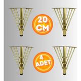 20 cm Metal 3 Telli Koltuk Ayağı Mobilya Ayağı Ünite Ayağı Konsol Ayağı Puf Berjer Ayağı (4 Adet) - Gold