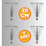20 cm Metal 3 Telli Koltuk Ayağı Mobilya Ayağı Ünite Ayağı Konsol Ayağı Puf Berjer Ayağı (4 Adet) - Krom