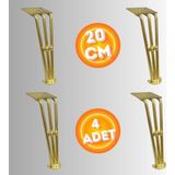 20 cm Metal Boncuklu Koltuk Ayağı Mobilya Ayağı Ünite Ayağı Konsol Ayağı Puf Berjer Ayağı (4ADET) - Gold