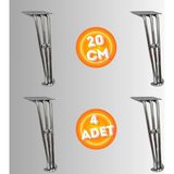 20 cm Metal Boncuklu Koltuk Ayağı Mobilya Ayağı Ünite Ayağı Konsol Ayağı Puf Berjer Ayağı (4ADET) - Krom