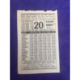 20 Kasim 2001 Takvim Yapragi - Nostalji Koleksiyonluk Takvim Yapragi