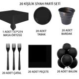 20 Kişilik Siyah Doğum Günü Konsepti Parti Malzemeleri