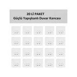 20 Li Güçlü Kendinden Yapışkanlı Kancalar Köşe Rafı Banyo Rafı Duş Rafı Kancası, Su Geçirmez Askı Beyaz