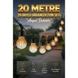 20 Metre 20 Duy Organizasyon Seti A60 4W E27 Rustik Ampul Dahil 220V Dış Mekan Bahçe Teras Festoon I