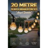 20 Metre 20 Duy Organizasyon Seti A60 4W E27 Rustik Ampul Dahil 220V Dış Mekan Bahçe Teras Festoon Işık Zinciri