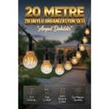 20 Metre 20 Duy Organizasyon Seti A60 4W E27 Rustik Ampul Dahil 220V Dış Mekan Bahçe Teras