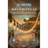 20 Metre 40 Duy Organizasyon Seti A60 4W E27 Rustik Ampul Dahil 220V Dış Mekan Bahçe Teras Festoon Yoğun Işık Zinciri