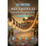20 Metre 40 Duy Organizasyon Seti A60 4W E27 Rustik Ampul Dahil 220V Dış Mekan Bahçe Teras OEM-51447-20