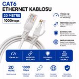 20 Metre Cat6 Fabrikasyon Ethernet Kablosu 1000 Mbps Gigabit Lan İnternet Kablosu Rj45