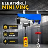 (20 Metre) Elektrikli Vinç 600/1200 Kg Caraskal Kumandalı Halatlı Yük Kaldırma Makinesi 1800 W