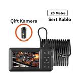 20 Metre Endoskop Ekranlı Yılan Kamera 8mm 1080P Sert Kablo ICS-3320