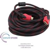 20 Metre Filtreli Hasır Sargılı Altın Uçlu Hdmi Görüntü Kablosu 3D 14V