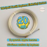 20 Metre Plastik Kaplama Spiral Kablo Çekme Teli Elektrikçi Sustası Kılavuz Tel Tesisat Usta Tip Yay - 1 - Bej