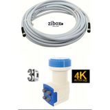 20 metre Uydu Kablosu + Dörtlü Çıkış Çanak Uydu 4K Full Hd Lnb (4 Adet F Connektör Hediyeli)