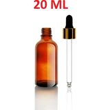 20 ml Amber Cam Şişe Gold Metal Siyah Kapaklı Cam Damlalıklı Boş Esans Yağ Şişesi 20ML