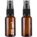 20 ml Kapaklı Sprey Şişesi 20 cc Fısfıs Kolonya Dezenfektan Cam Şişe 2 Adet (Amber Şişe / S - Genel