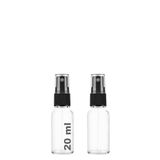 20 ml Kapaklı Sprey Şişesi 20 Cc Fısfıs Kolonya Dezenfektan Cam Şişe 2 Adet (Şeffaf Şişe | Siyah Sprey, 20 ml)