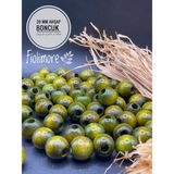 20 mm Ahşap Boncuk (50 gr 18 Adet)Geniş Delik Çapı 7 mm Makrome Çanta Bileklik Takı Renkli - Haki Yeşili