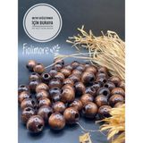 20 mm Ahşap Boncuk (50 gr 18 Adet)Geniş Delik Çapı 7 mm Makrome Çanta Bileklik Takı Renkli - Kahverengi