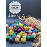20 mm Ahşap Boncuk (50 gr 18 Adet)Geniş Delik Çapı 7 mm Makrome Çanta Bileklik Takı Renkli - Karışık Renk