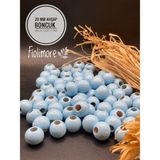 20 mm Ahşap Boncuk (50 gr 18 Adet)Geniş Delik Çapı 7 mm Makrome Çanta Bileklik Takı Renkli - Mavi