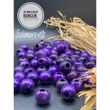 20 mm Ahşap Boncuk (50 gr 18 Adet)Geniş Delik Çapı 7 mm Makrome Çanta Bileklik Takı Renkli - Mor
