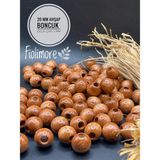 20 mm Ahşap Boncuk (50 gr 18 Adet)Geniş Delik Çapı 7 mm Makrome Çanta Bileklik Takı Renkli - Taba - Kahve