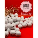 20 mm Ahşap Boncuk (50 Gram 21 Adet) Dar Delik Çapı 4 mm Makrome Çanta Bileklik Takı Renkli - Beyaz
