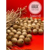 20 mm Ahşap Boncuk (50 Gram 21 Adet) Dar Delik Çapı 4 mm Makrome Çanta Bileklik Takı Renkli