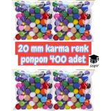 20 mm Karma Renk Ponpon 400 Adet - 001-Renkli