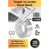 20 mt Parlak Metalik Gri Tezgah Lavabo Kenar Bandı Sızdırmaz Isıya Dayanıklı Bant Su Izolasyon 10 Ad