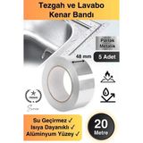 20 mt Parlak Metalik Gri Tezgah Lavabo Kenar Bandı Sızdırmaz Isıya Dayanıklı Bant Su Izolasyon 5 Ad.