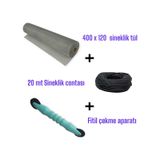 20 mt Siyah Sineklik Contası + Fitil Çekme Aparatı + 400X120 cm Sineklik Tülü – Tam Set"