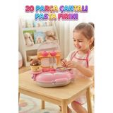20 Parça Çantalı Pasta Fırını – Taşınabilir Mini Şef Mutfak Seti ve Eğitici Rol Yapma Oyuncağı