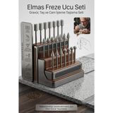 20 Parça Profesyonel Elmas Freze Ucu Seti - 3mm Şaft Gravür, Taş ve Cam Işleme Taşlama Seti - Çok Renkli