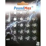 20 X PoundMax AG3 LR41 LR736 / L736 / G3 / G3A / 3GA / 192 / GP192 / V3GA / RW87 1.5V PoundMax Alkalin Düğme Piller Küçük Elektronik Ev Aletleri, Araba Anahtarları, ölçüm cihazları