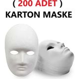 200 Adet, Karton Maske, Boyanabilir, Eğitici Maske Boyama, Etkinlik ve Hobi Maskesi - Gri