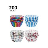 200 Adet Muffin Cupcake Kağıdı, Renkli Kağıt Muffin Kek Kalıbı Çok Renkli