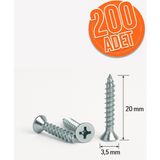 200 Adet Sunta Vidası 3.5X20 mm Sivri Uçlu Ahşap Tahta Ağaç Mobilya Ayak Kulp Vidası - Çelik