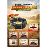 200 Metre 16mm Delikli Damla Sulama Seti – 50 cm Aralıklı Hazır Sistem Bahçe Sulama Hortumu