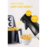 200 ml Airfryer Sprey Yağdanlık Zeytinyağı Sirke Yağ Püskürtmeli Damlatmaz Cam Şişe Şişesi - Şeffaf